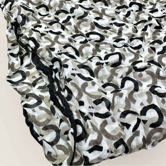 Logo Scarf Coach Signature Neutral Monogram Print Black/Grey/White - Picture 3 of 7